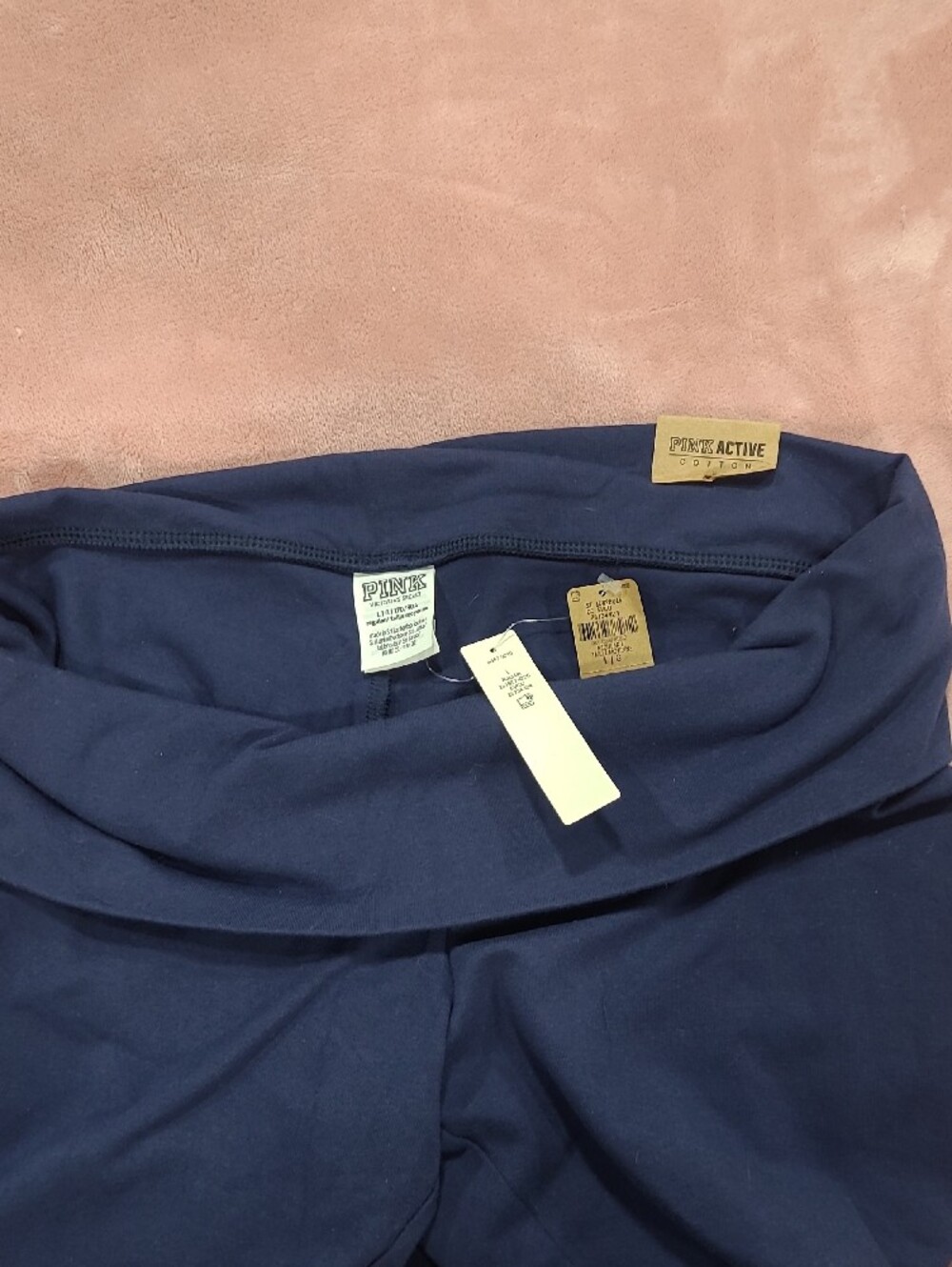 Victoria Secret Navy Foldover Mid-Rise Leggings - Picture 2 of 3